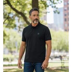 BOSS Men’s Black Short Sleeve Cotton Polo Shirt Size Large